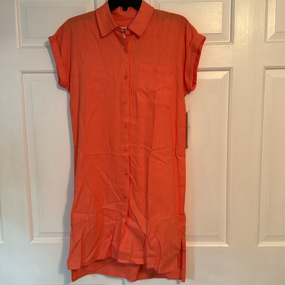 Calvin Klein linen blend button down dress